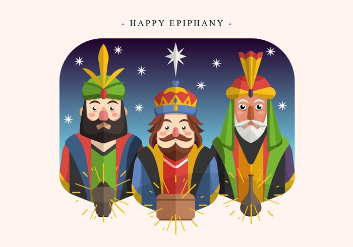 Lycklig Epiphany Day Vector Illustration