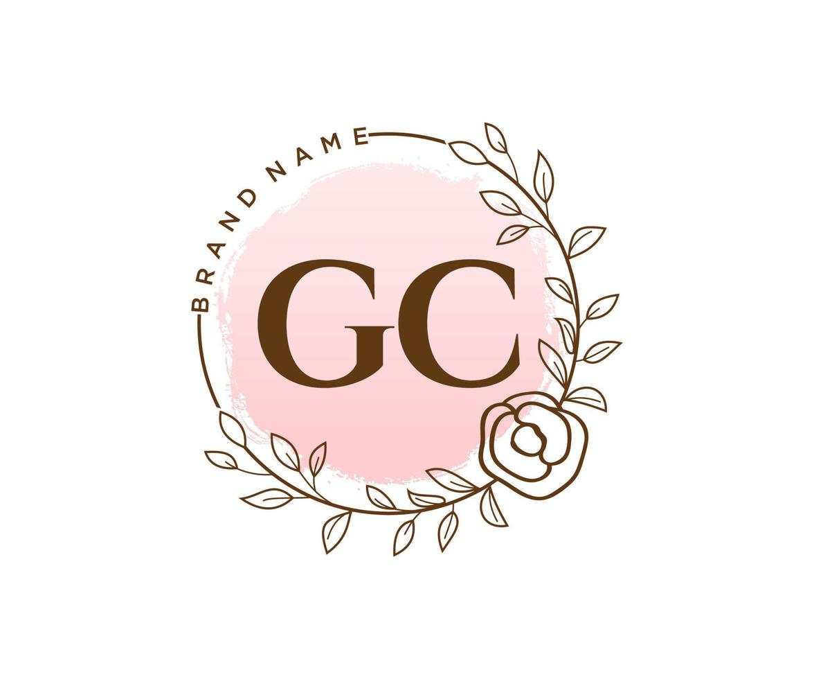 första gc feminin logotyp. användbar för natur, salong, spa, kosmetisk och skönhet logotyper. platt vektor logotyp design mall element.