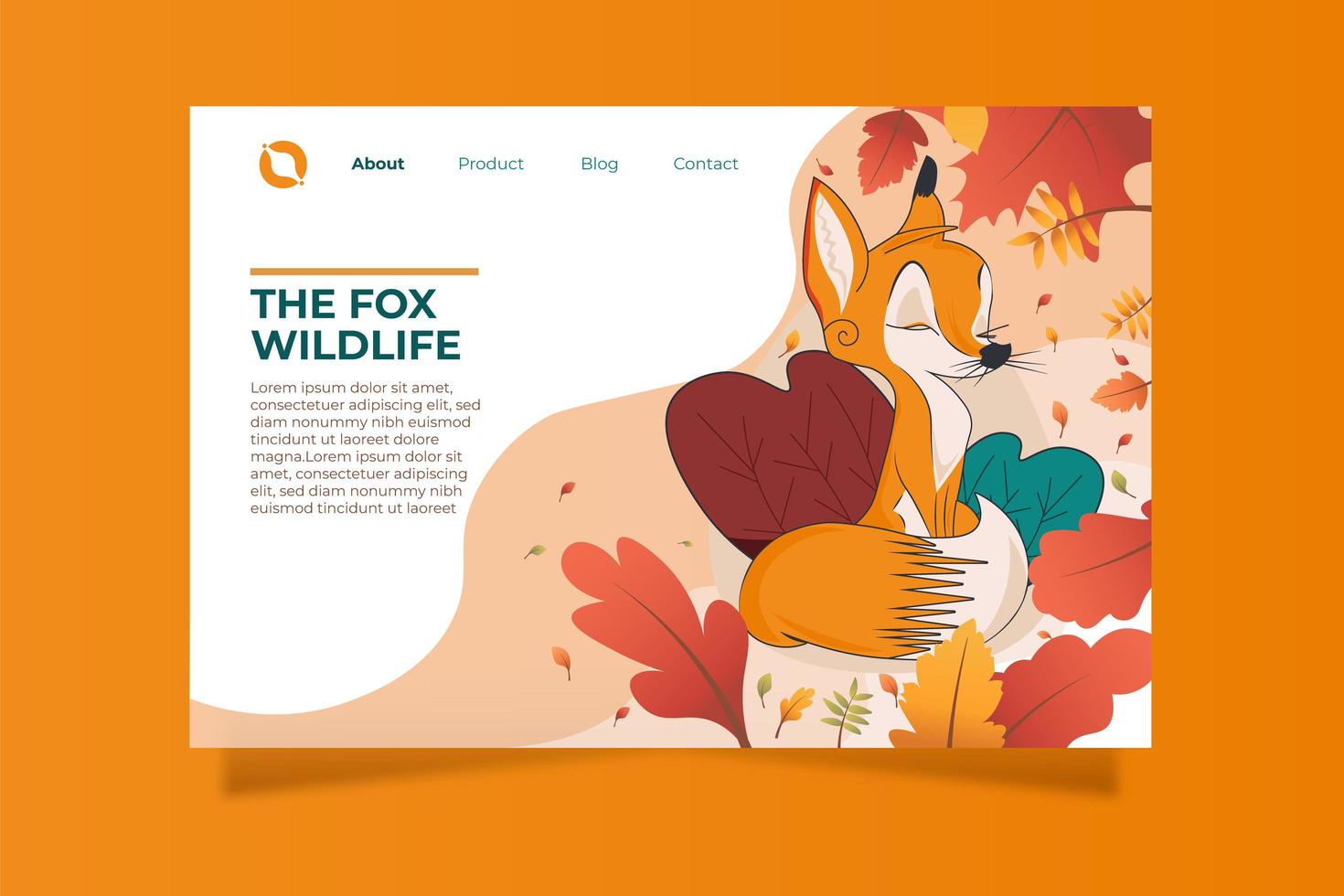 Flacher Fuchs in der Herbst-Landingpage-Vorlage vektor