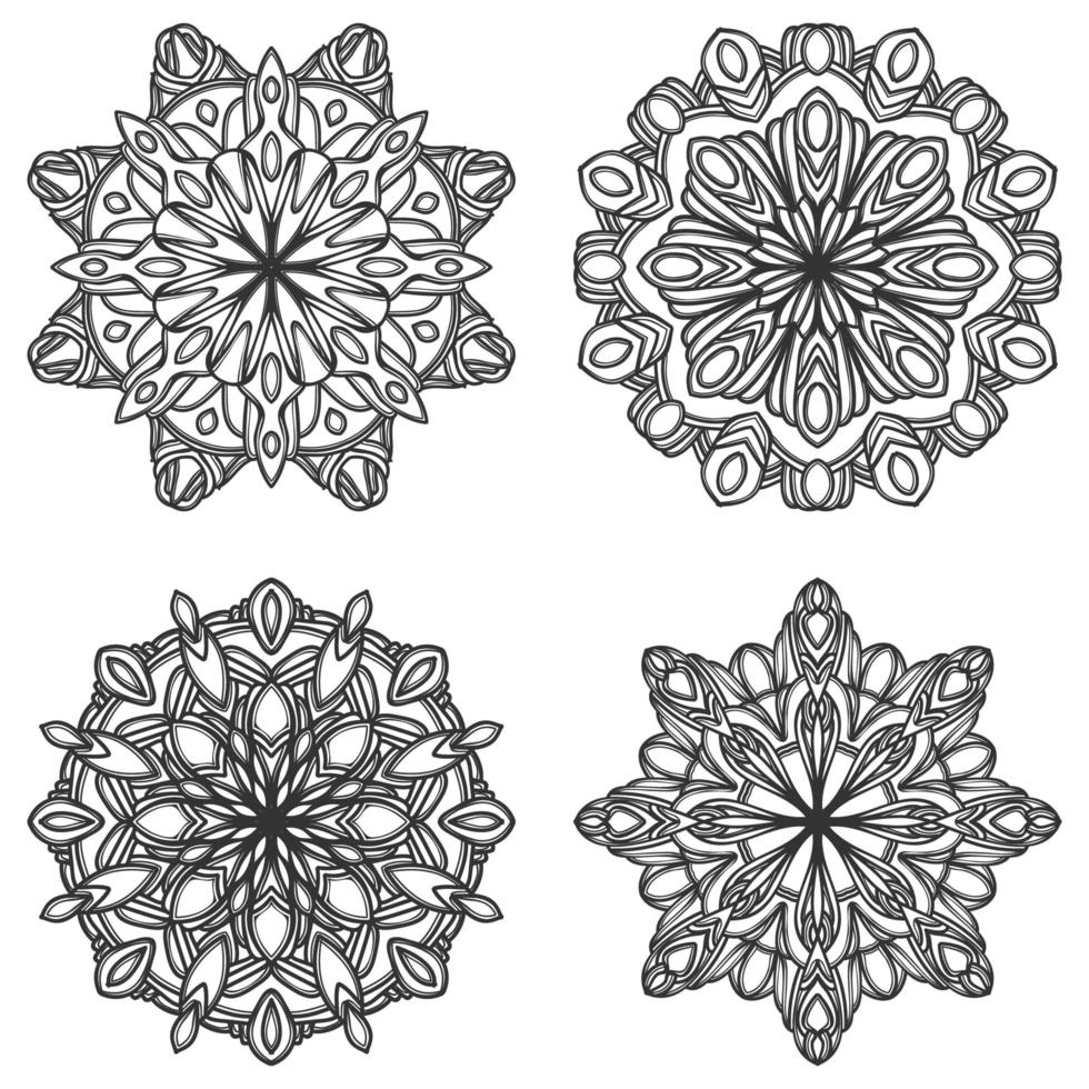 Schwarz-Weiß-Mandala-Set vektor