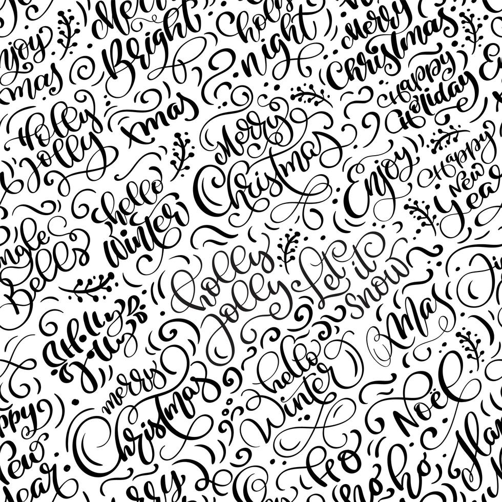 sömlösa mönster för jul med blomstra kalligrafi vektor