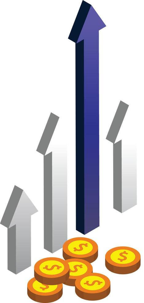 aktien- und gelddiagrammillustration im isometrischen stil 3d vektor