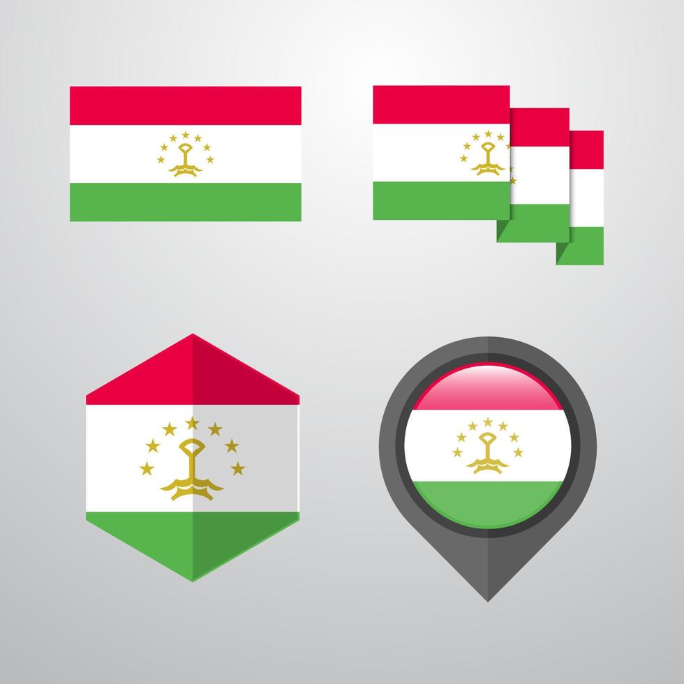 tadschikistan flag design set vector