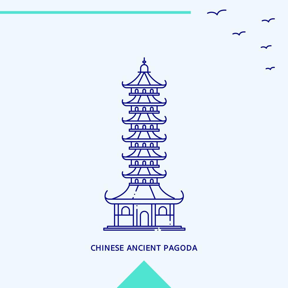 chinesische antike pagoden-skyline-vektorillustration vektor