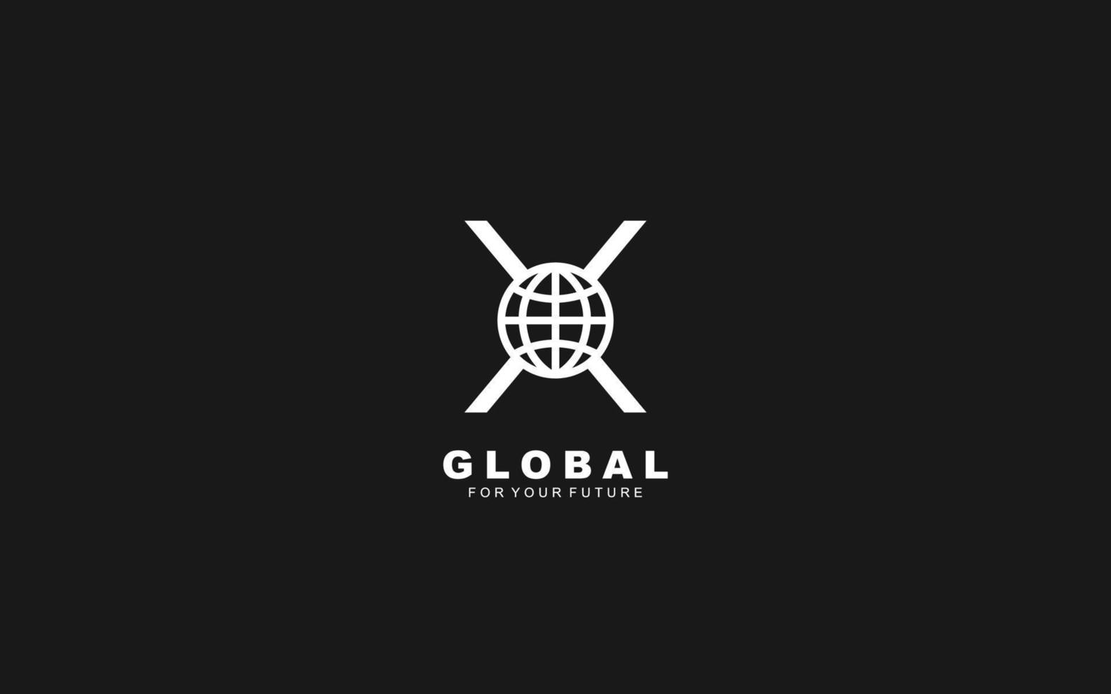 x-Logo-Globus für Identität. Netzwerkvorlagen-Vektorillustration für Ihre Marke. vektor