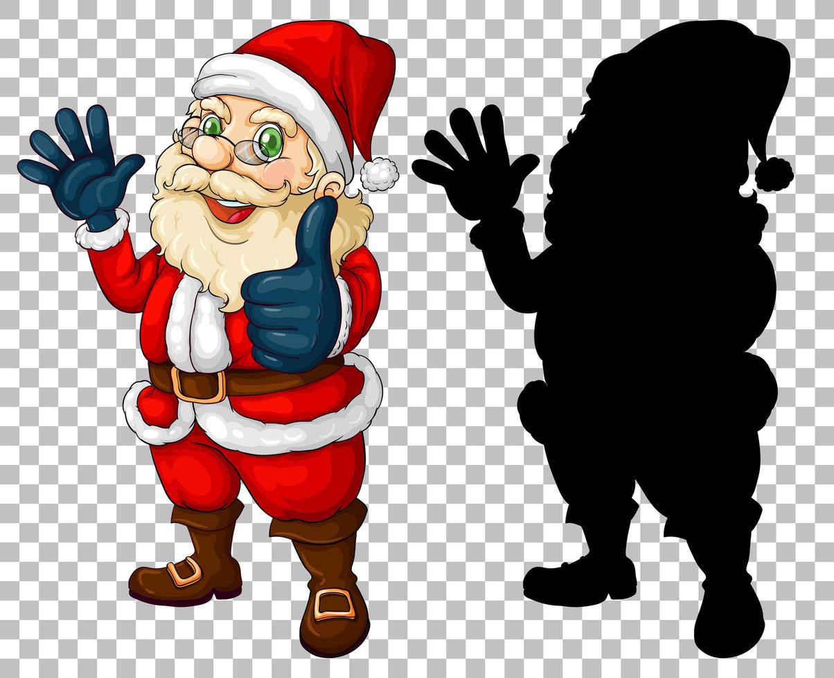 Santa Zeichentrickfigur und Silhouette vektor