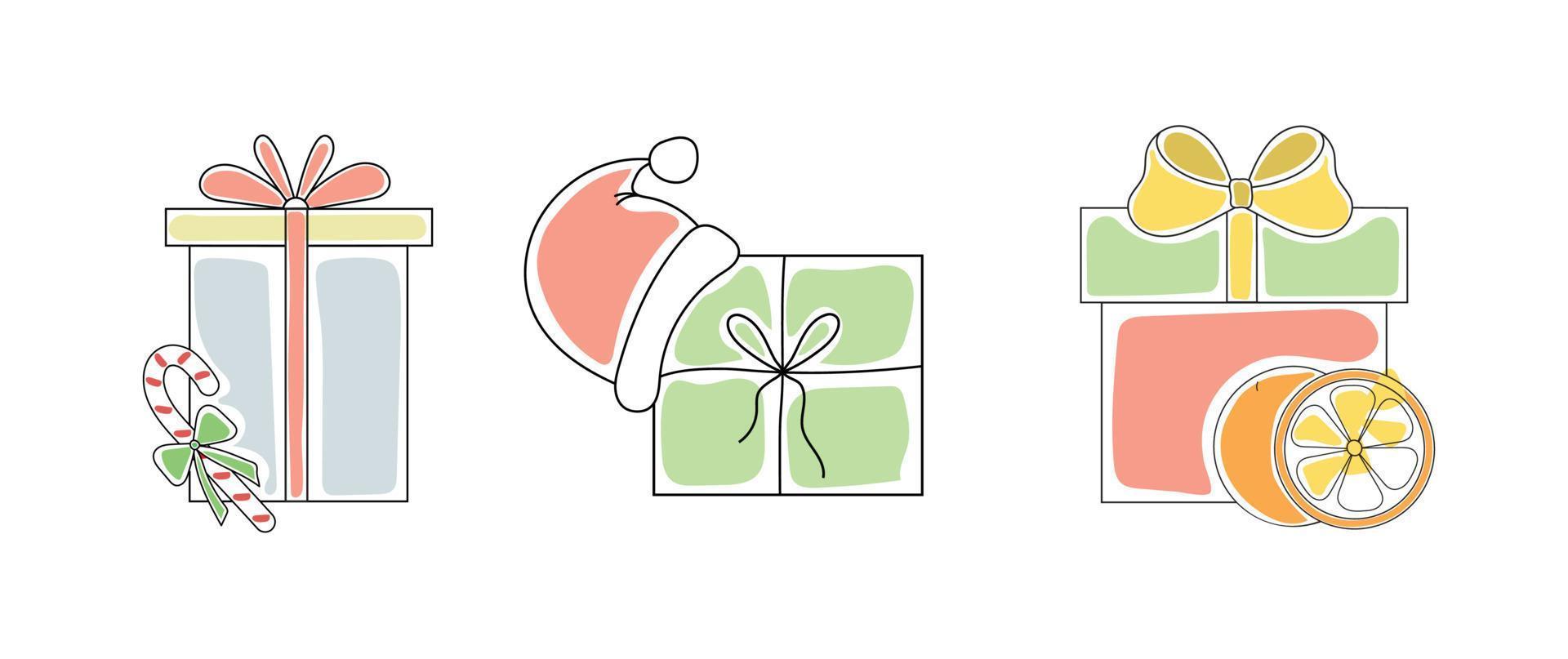 uppsättning av jul gåva låda vektor