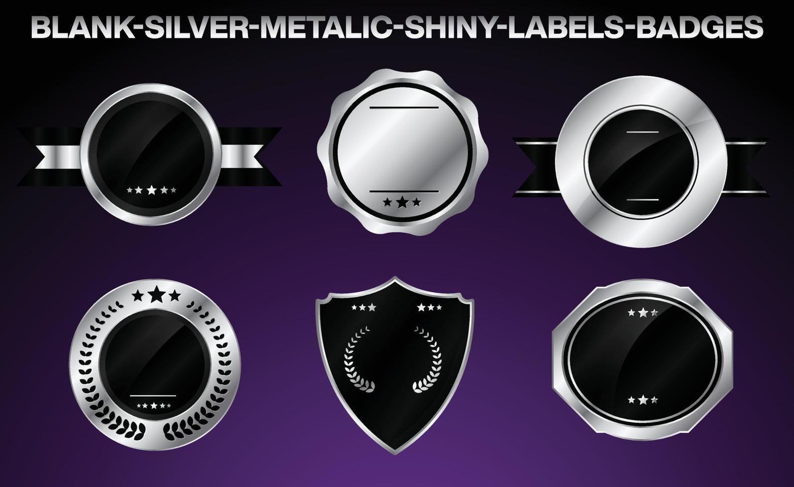 tom silver- metallisk skinande etiketter märken logotyper vektor