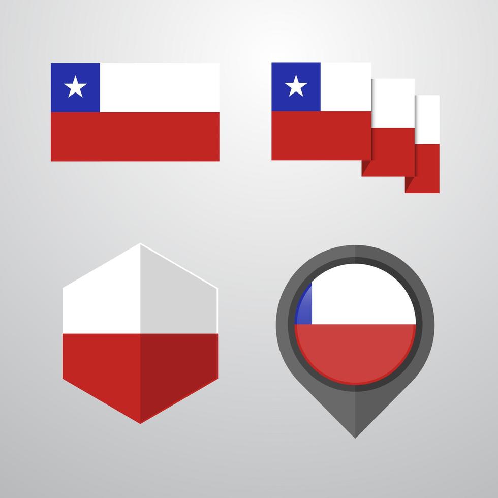 Design-Set-Vektor für Chile-Flagge vektor