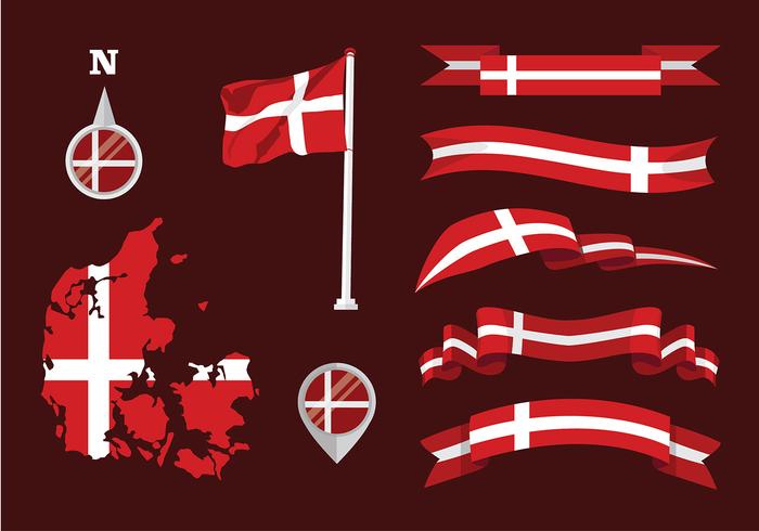 Danish Flag Set Free Vector