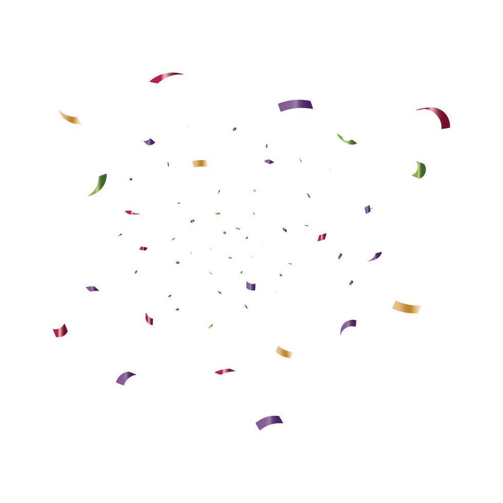 Grattis bakgrund med färgad konfetti på vit bakgrund. vektor illustration