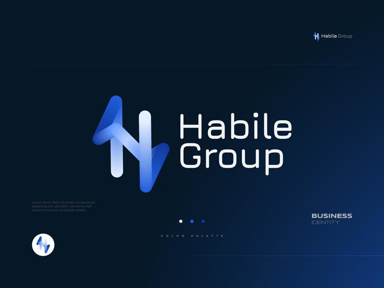 modernes buchstabe h-logo-design in blau-weißem mischverlauf. anfängliches h-logo oder symbol für die identität der geschäfts- und technologiemarke vektor