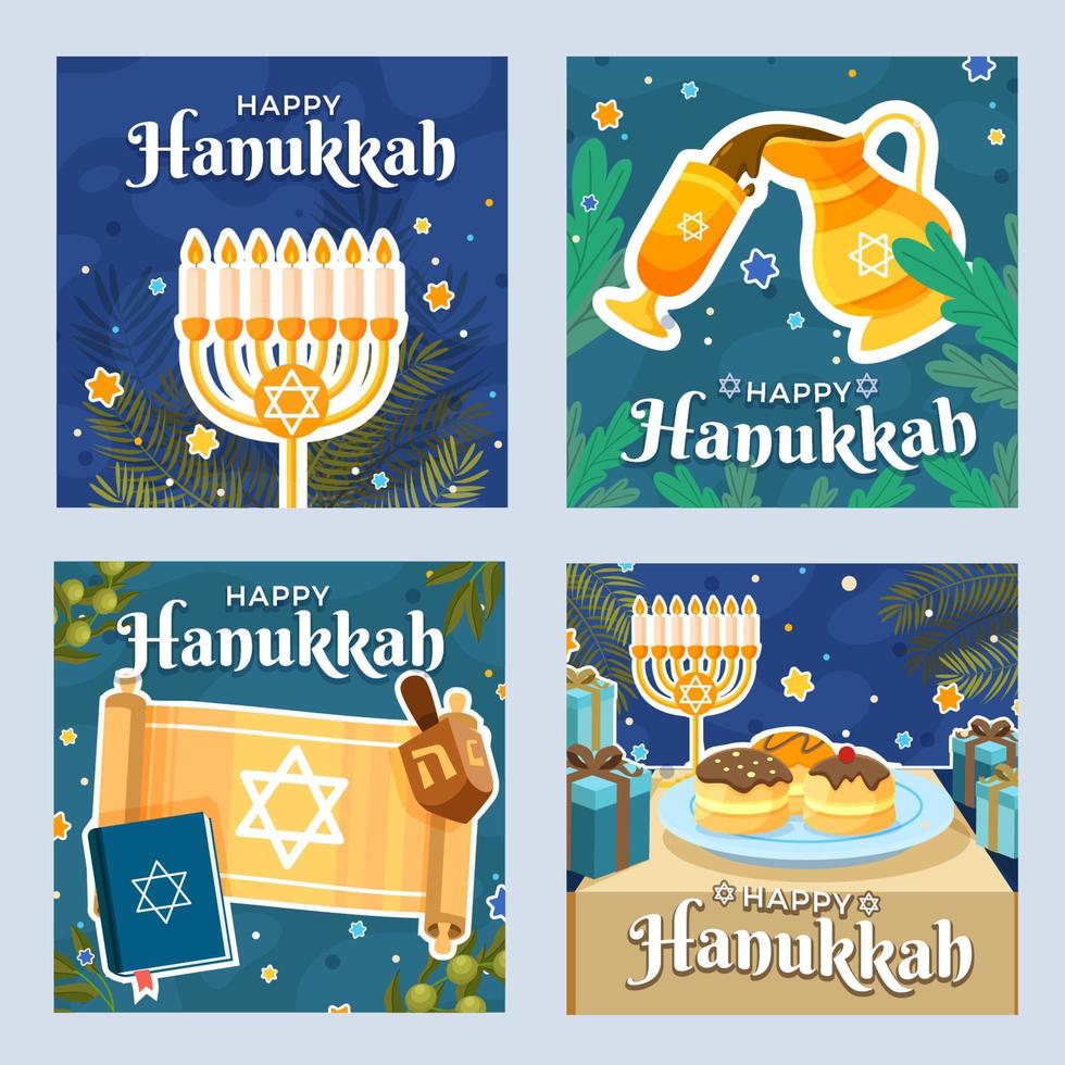 hanukkah firande social media posta vektor