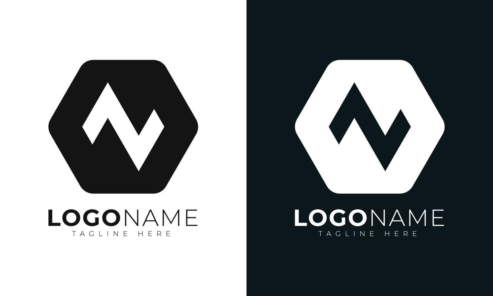 Anfangsbuchstabe n Logo-Vektor-Design-Vorlage. mit sechseckiger Form. polygonaler Stil. vektor
