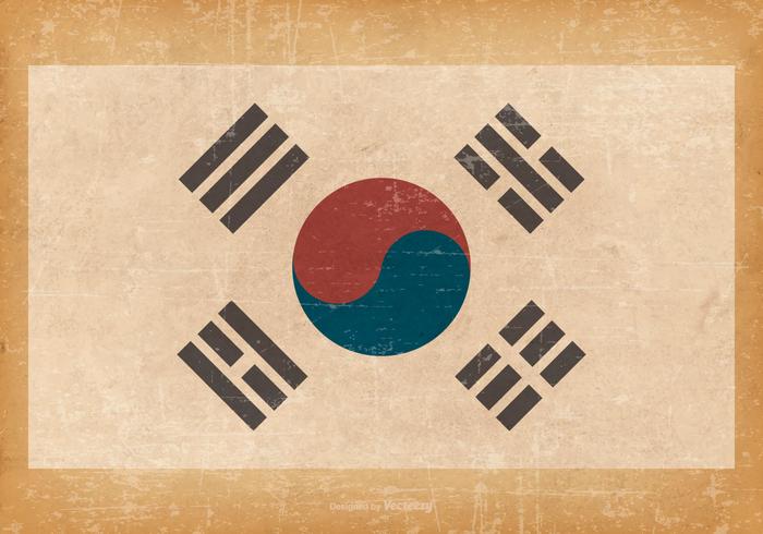 Südkoreanische Flagge auf Grunge Hintergrund vektor