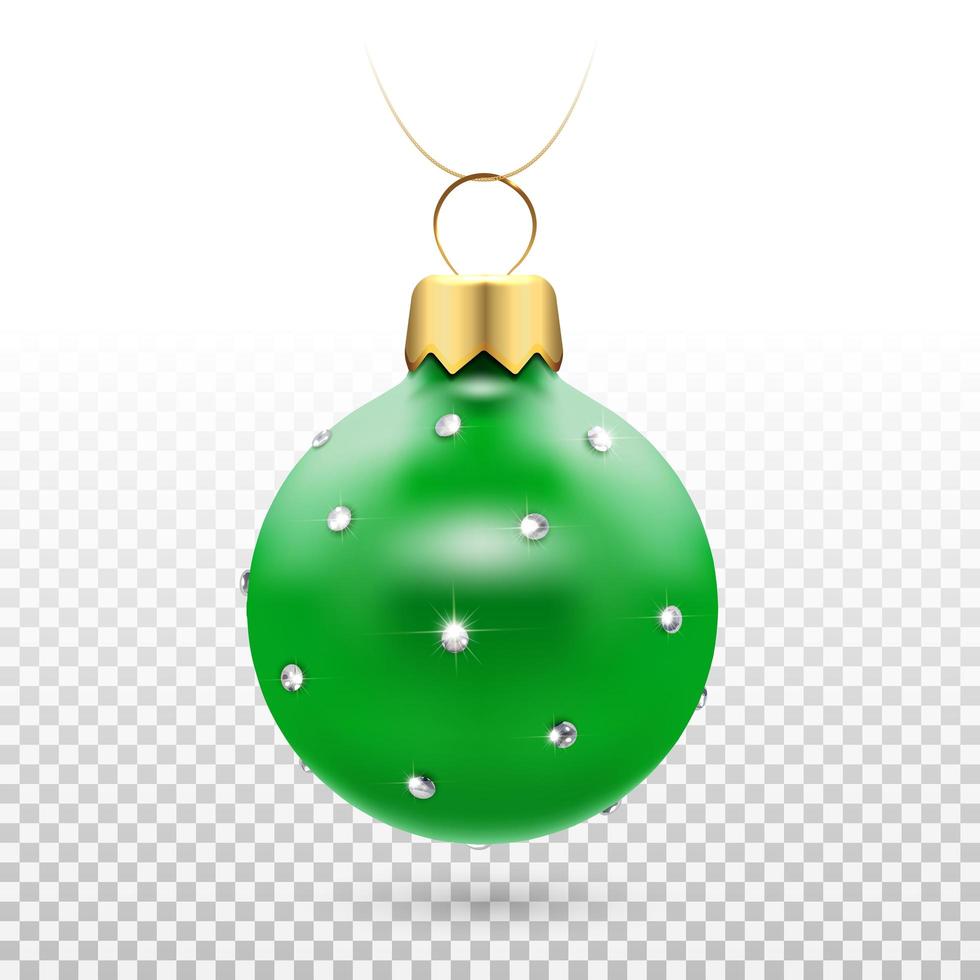 glänsande grön jul boll prydnad med diamanter vektor