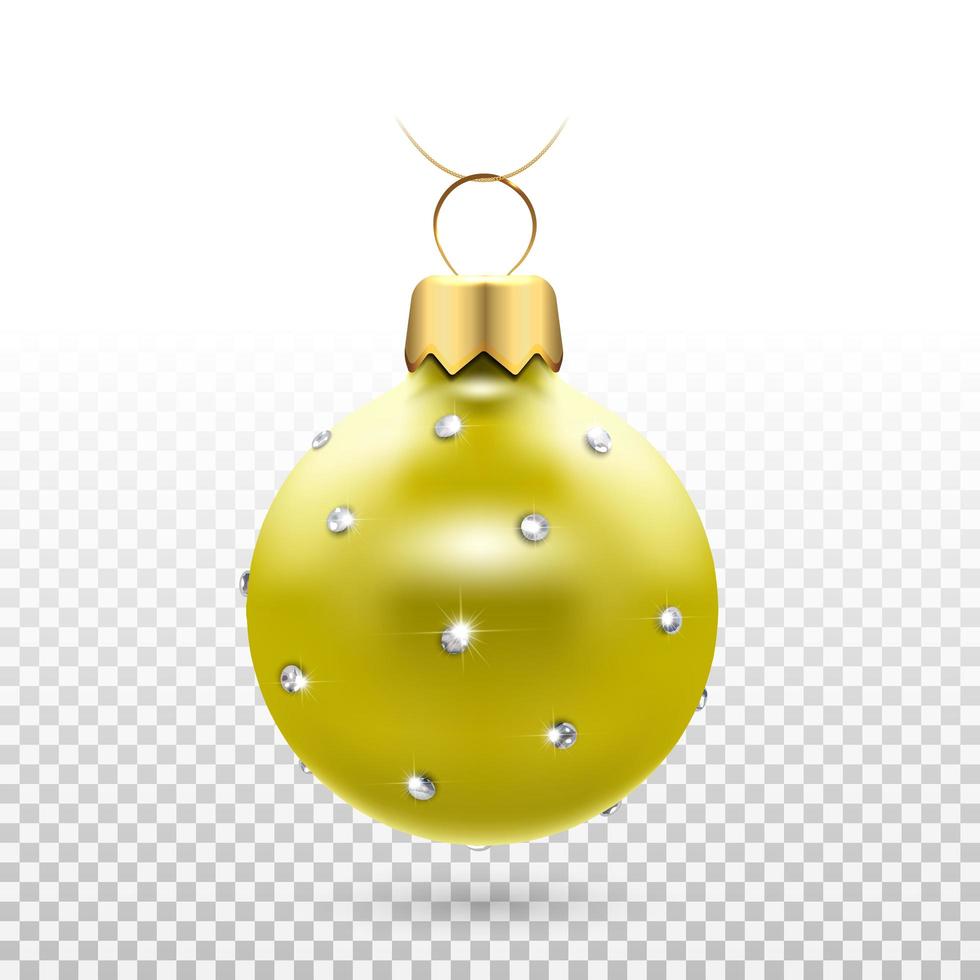 glänzende goldene Weihnachtskugelverzierung mit Diamanten vektor