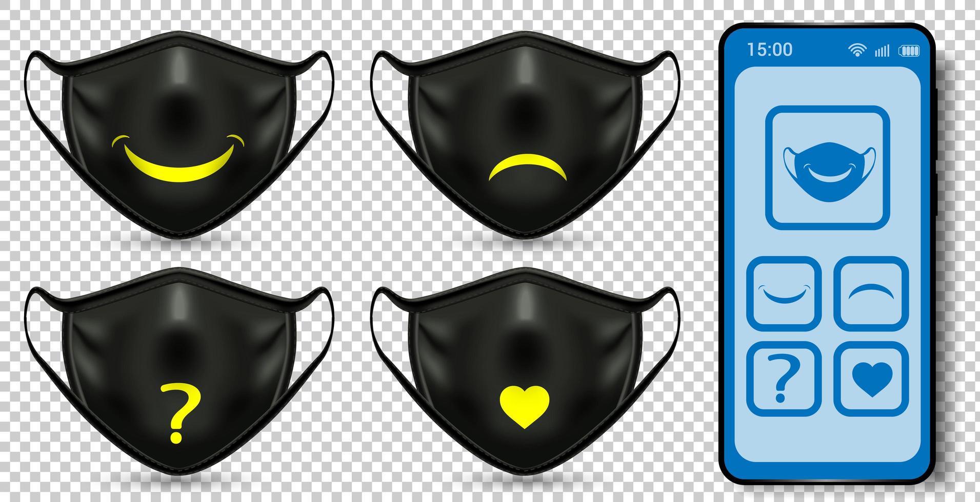 Emotionsmasken-Set vom Smartphone gesteuert vektor
