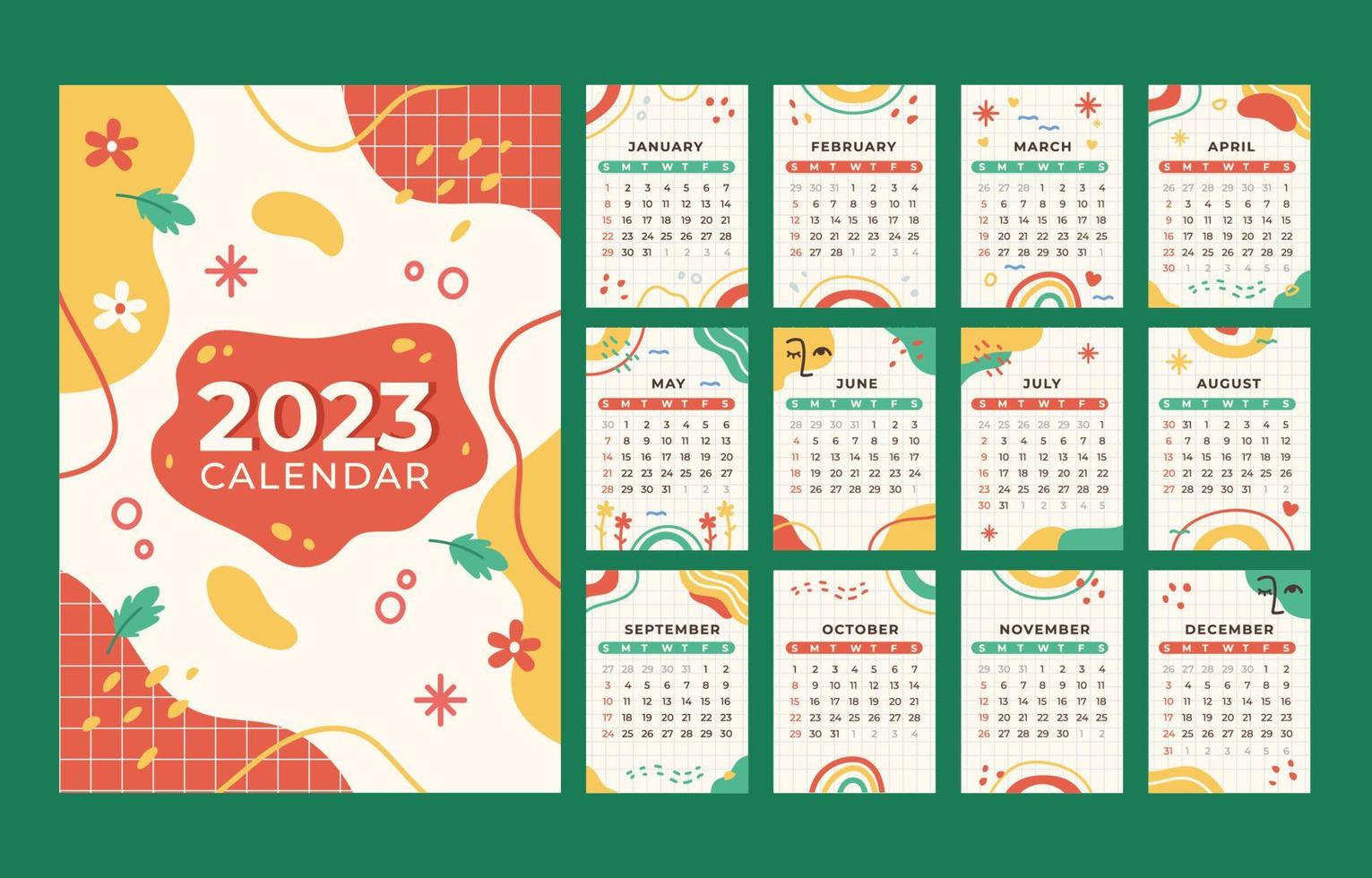 abstrakt kalender 2023 mall vektor