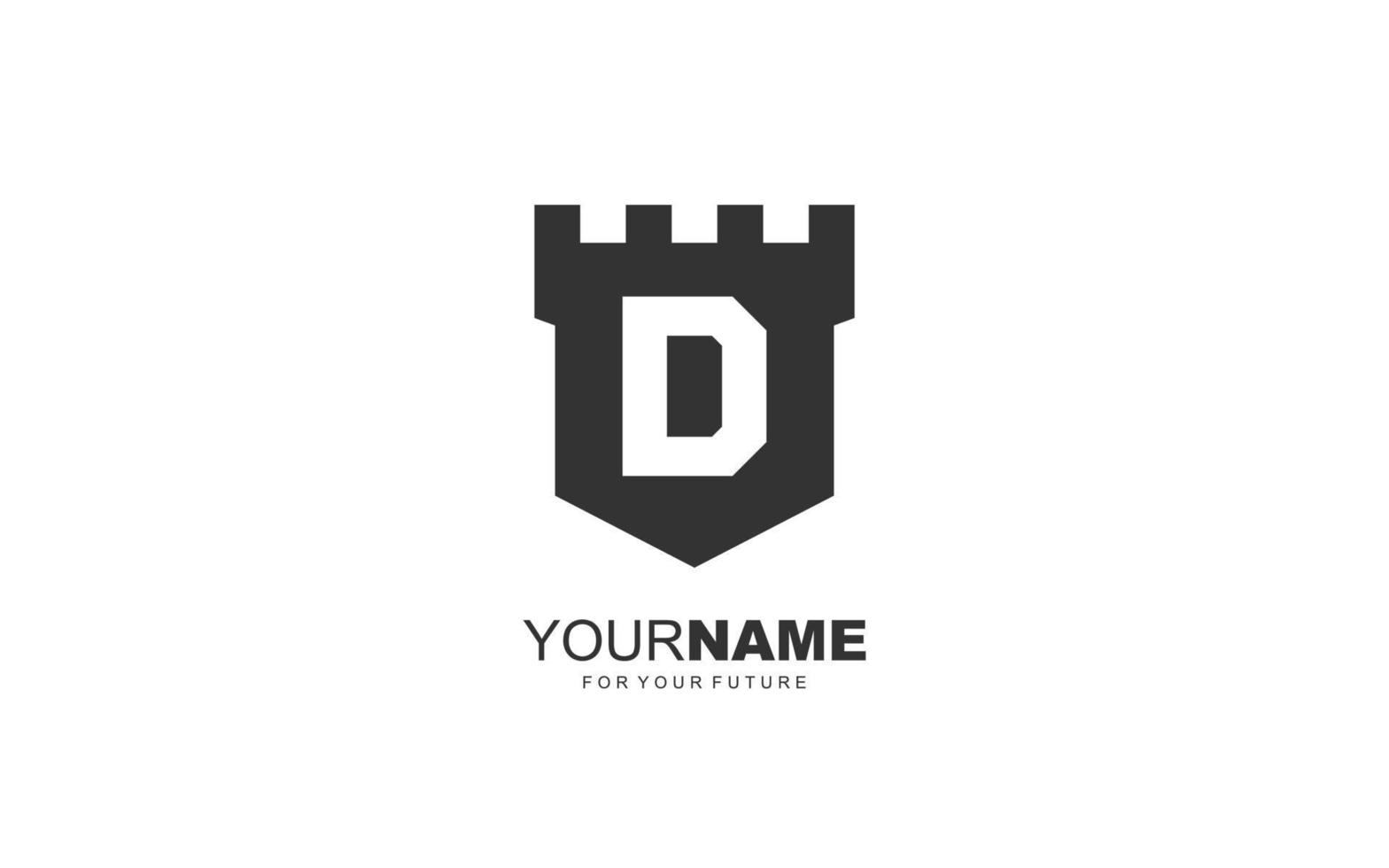d-Logo-Festungsvektor für Identitätsunternehmen. Anfangsbuchstaben-Sicherheitsvorlagen-Vektorillustration für Ihre Marke. vektor