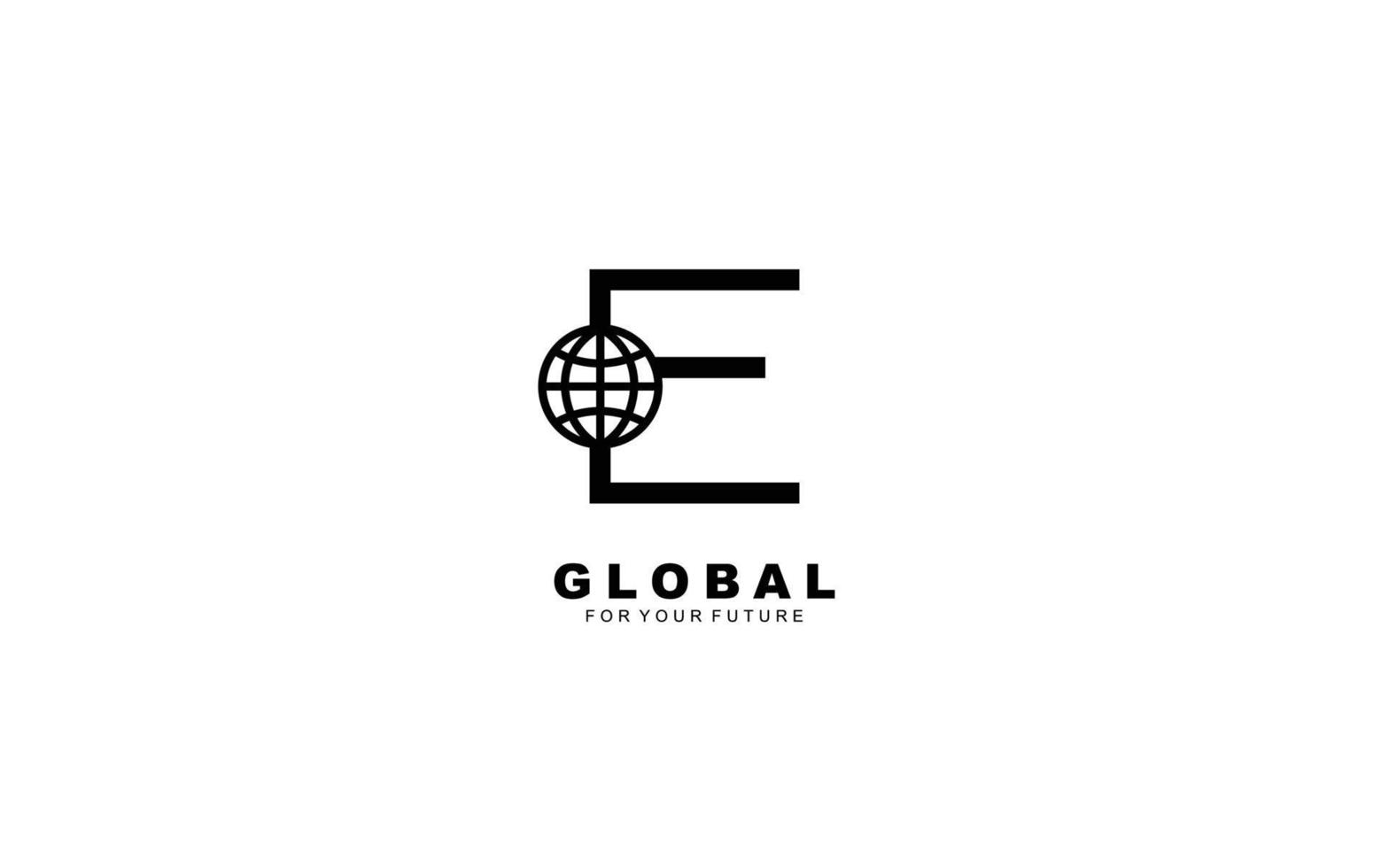e-Logo-Globus für Identität. Netzwerkvorlagen-Vektorillustration für Ihre Marke. vektor
