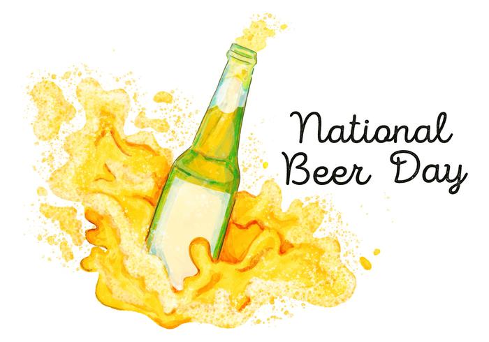 Aquarell Splash Bierflasche auf nationale Bier-Tag vektor