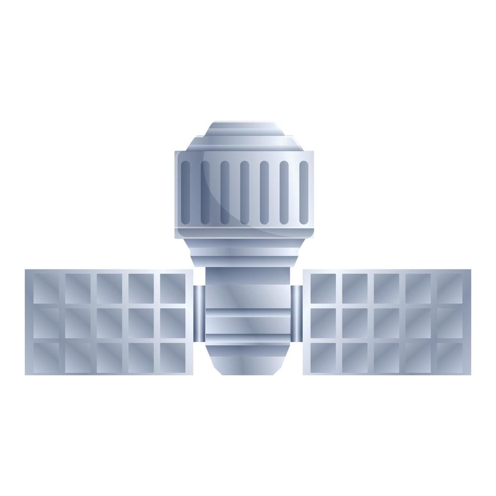 sol- panel satellit ikon, tecknad serie stil vektor