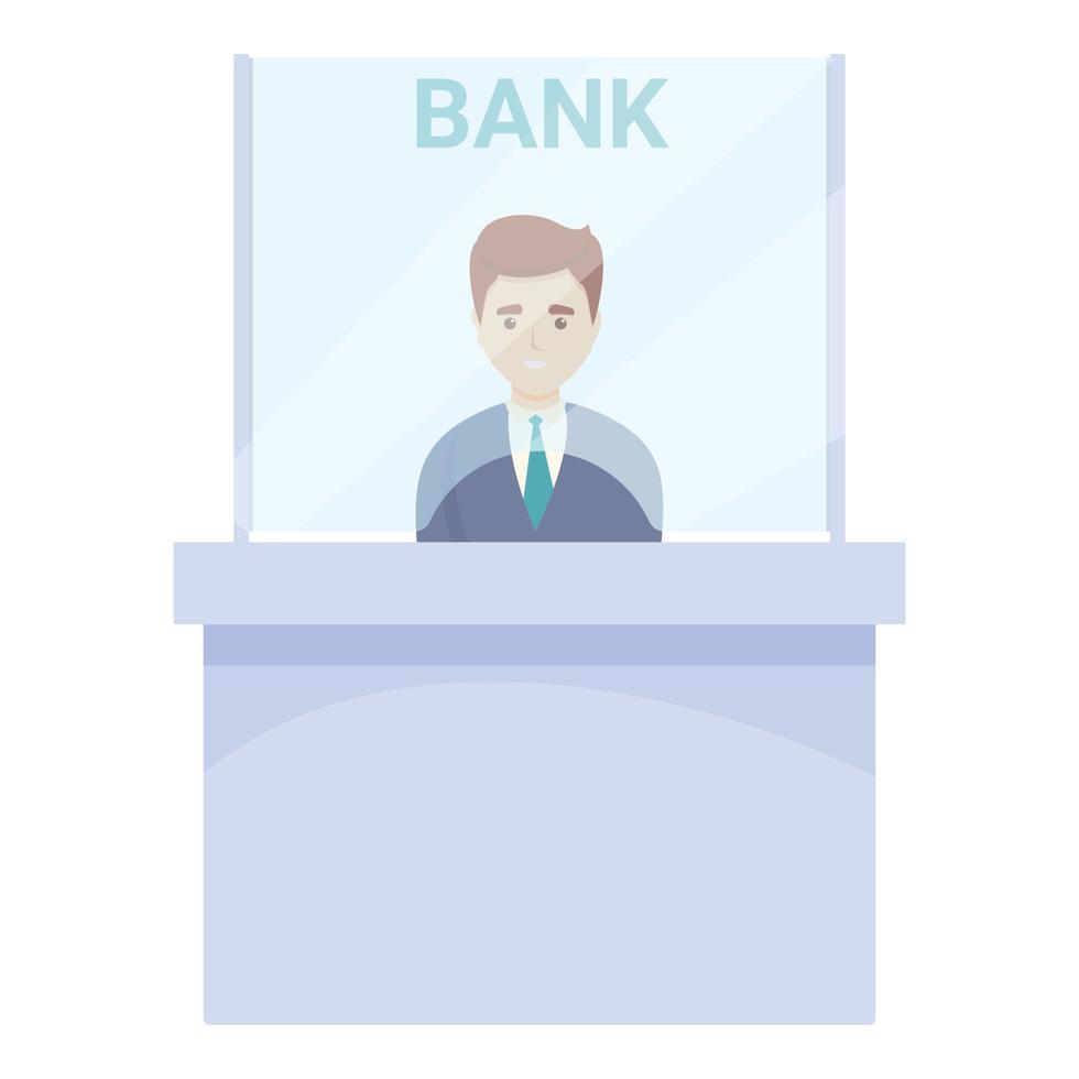 Bank kassör drift ikon, tecknad serie stil vektor
