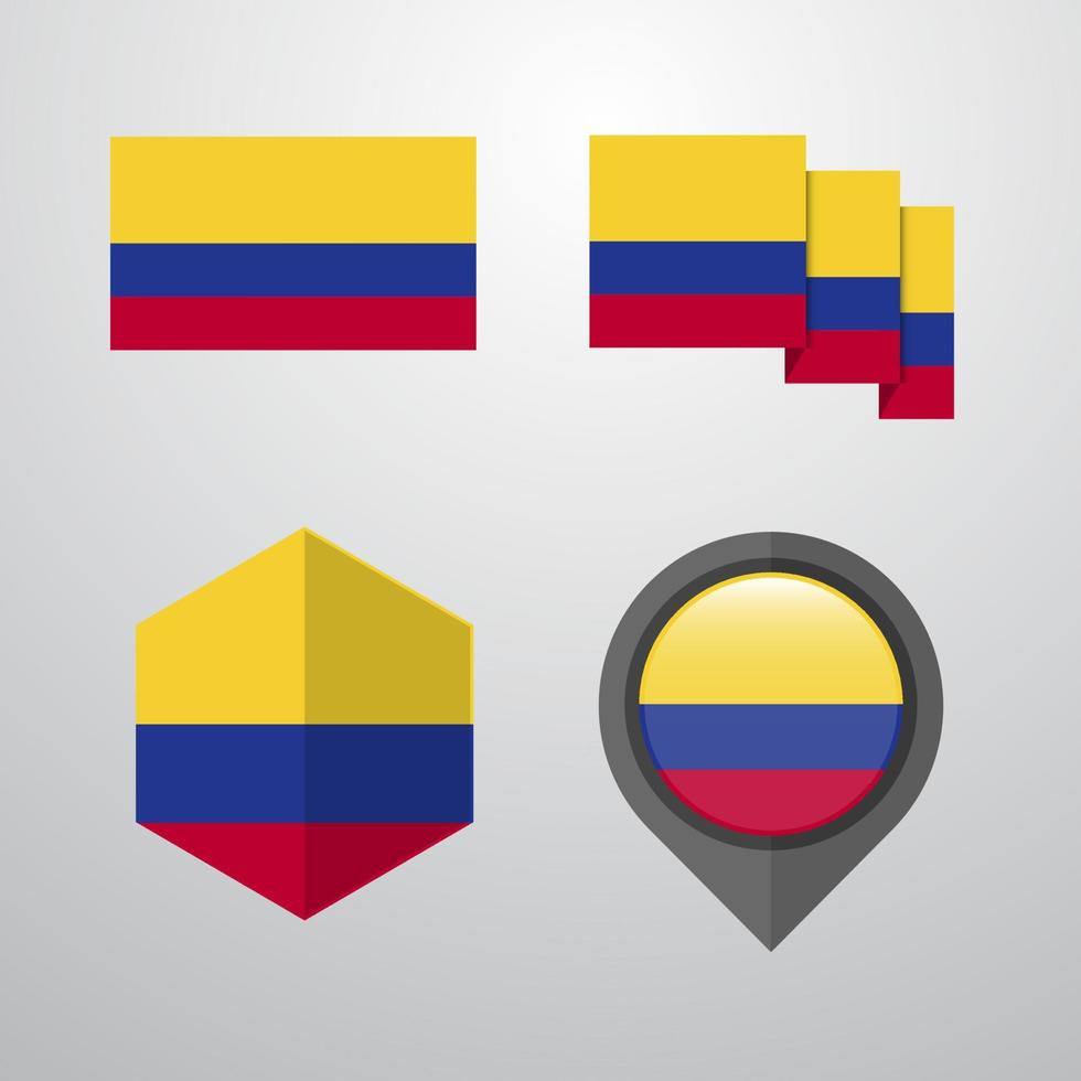 colombia flagga design uppsättning vektor