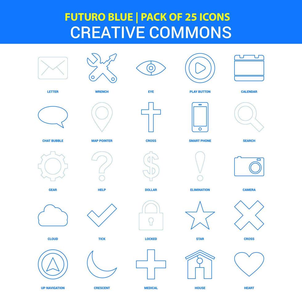 Creative-Commons-Icons Futuro Blue 25 Icon Pack vektor