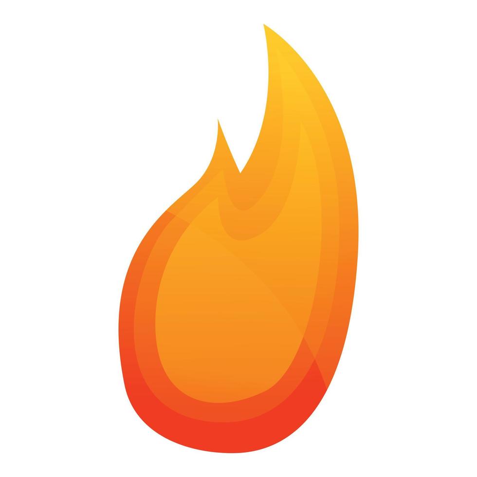 skinande brand flamma ikon, tecknad serie stil vektor