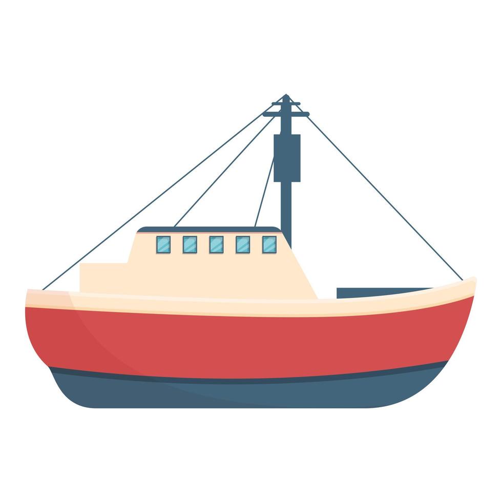 skön fiske båt ikon, tecknad serie stil vektor