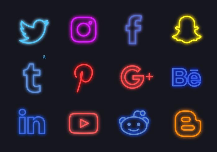 Free Neon Social Media Logos vektor