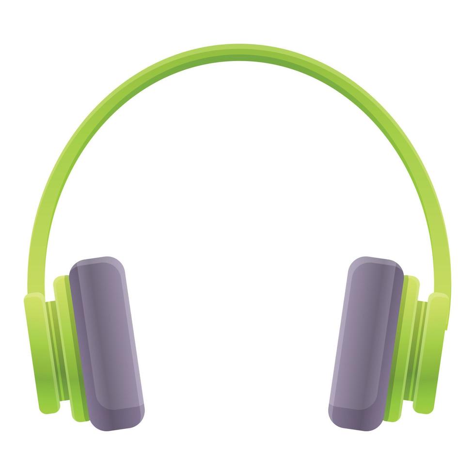 grön hörlurar ikon, tecknad serie stil vektor