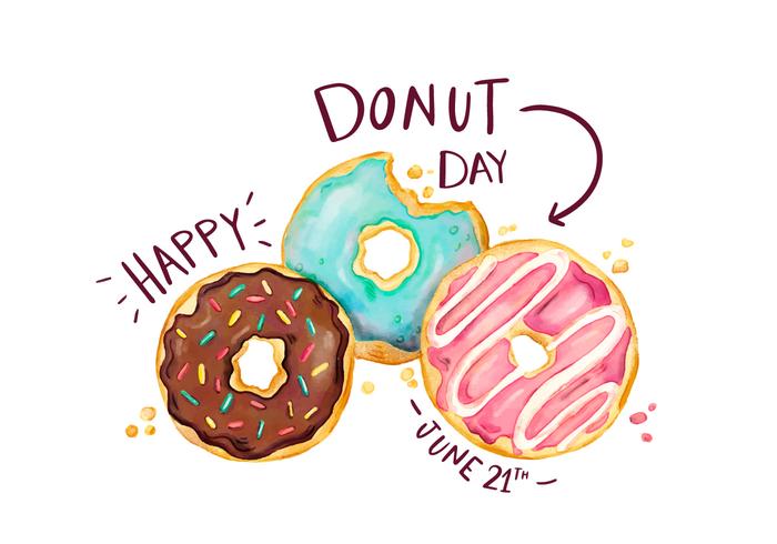 Nette Donuts Set mit Schriftzug im Donut Day vektor