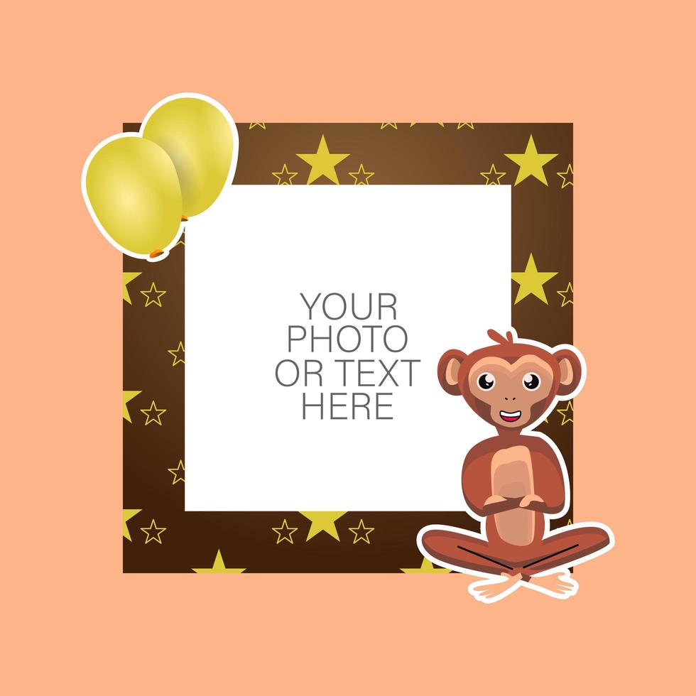 Fotorahmen Mit Cartoon Affen Und Luftballons Download Kostenlos Vector Clipart Graphics Vektorgrafiken Und Design Vorlagen