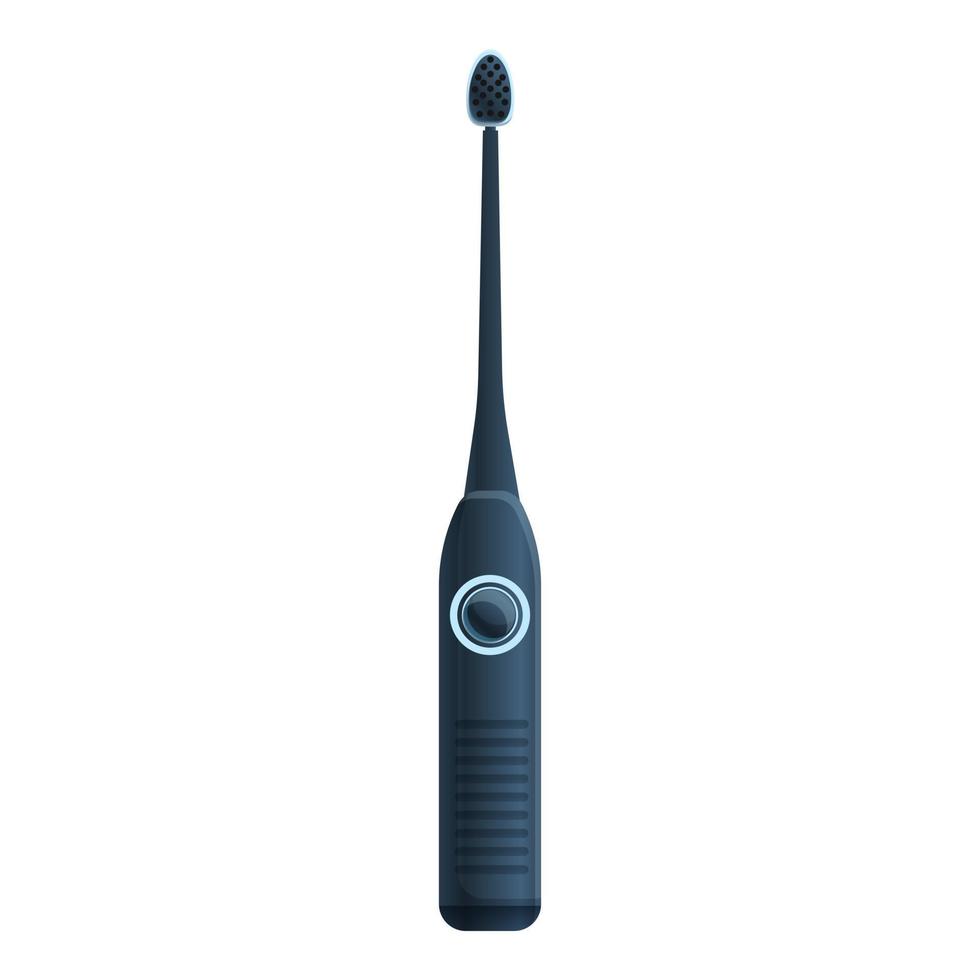 svart elektrisk tandborste ikon, tecknad serie stil vektor