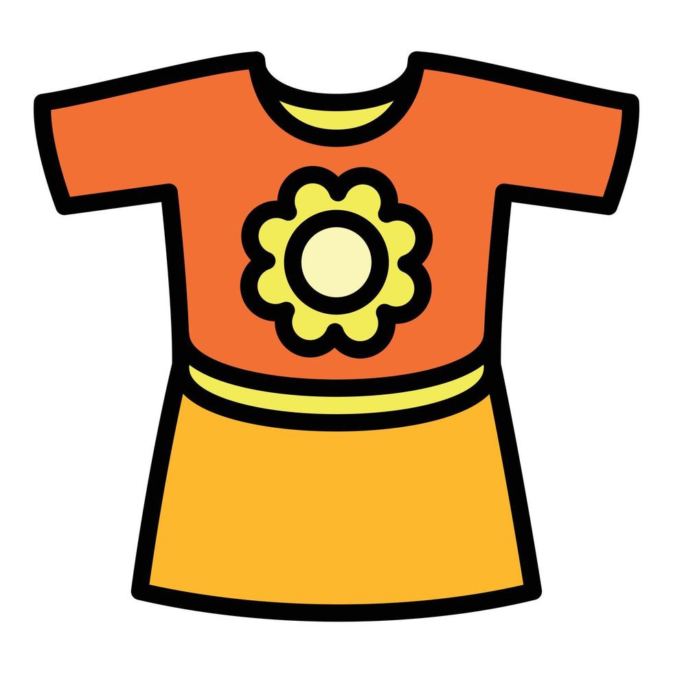 Baby-Mädchen-Kleid-Ikone, Umriss-Stil vektor