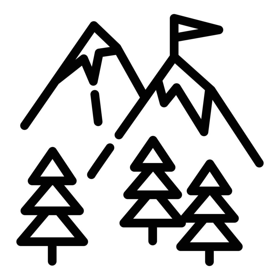 åka skidor bergen ikon, översikt stil vektor