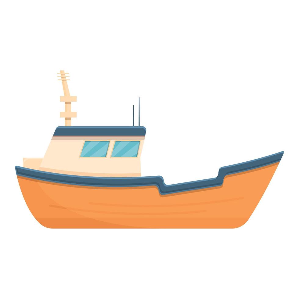 orangefarbene Fischeryacht-Ikone im Cartoon-Stil vektor