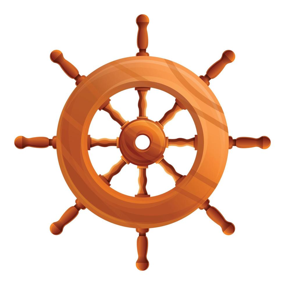 Segelboot-Schiffsrad-Symbol, Cartoon-Stil vektor