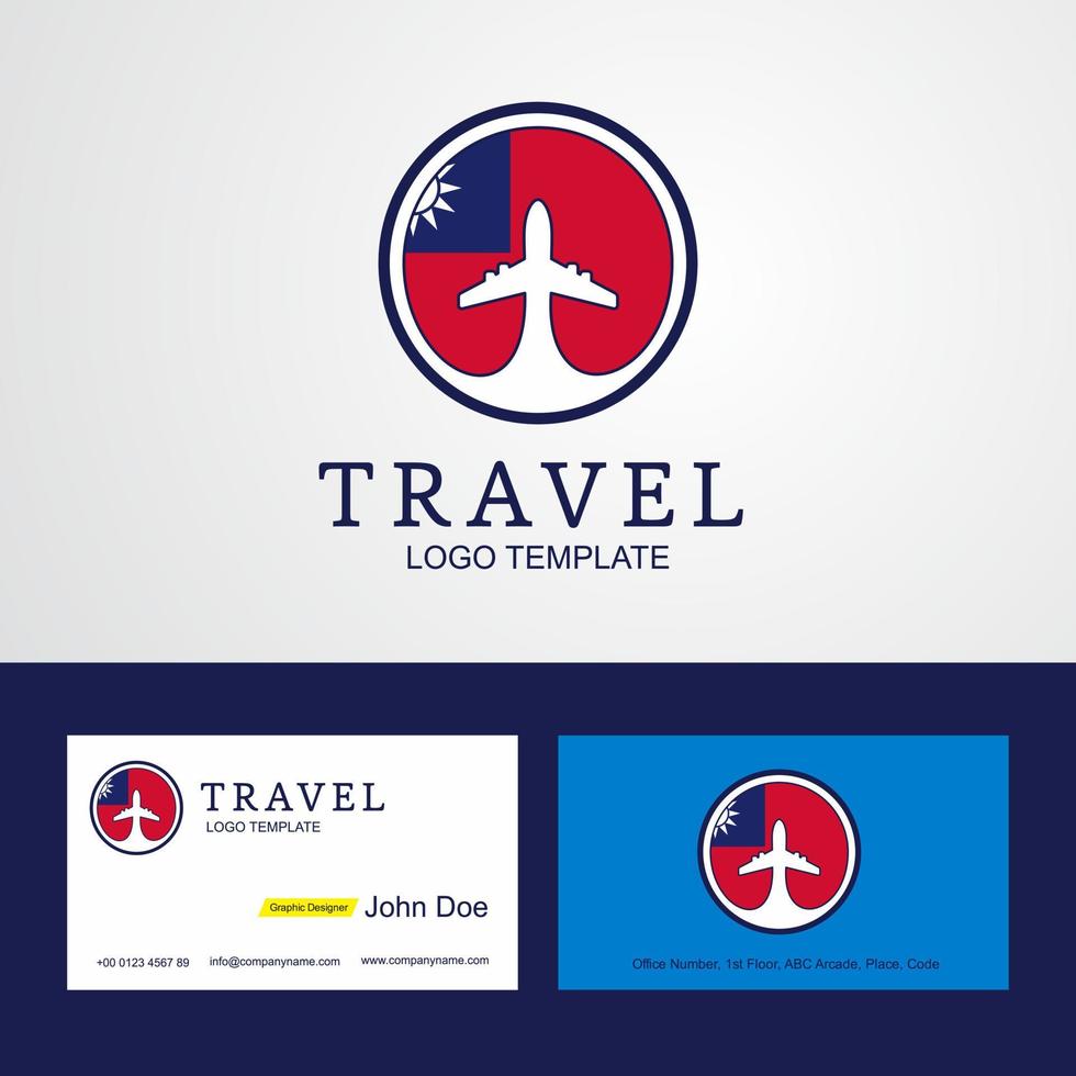 reise taiwan kreatives kreisflaggenlogo und visitenkartendesign vektor