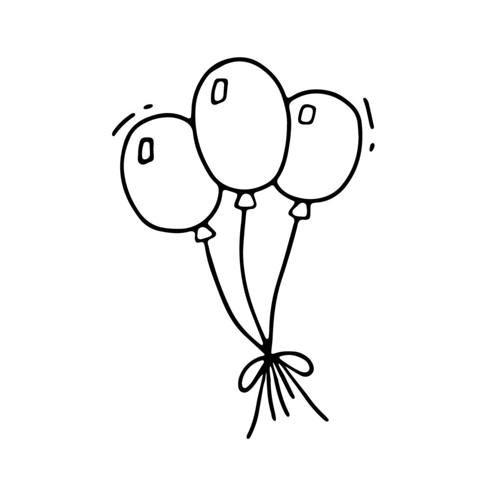 översikt knippa av ballonger. klotter hand dragen illustration isolerat på vit bakgrund vektor