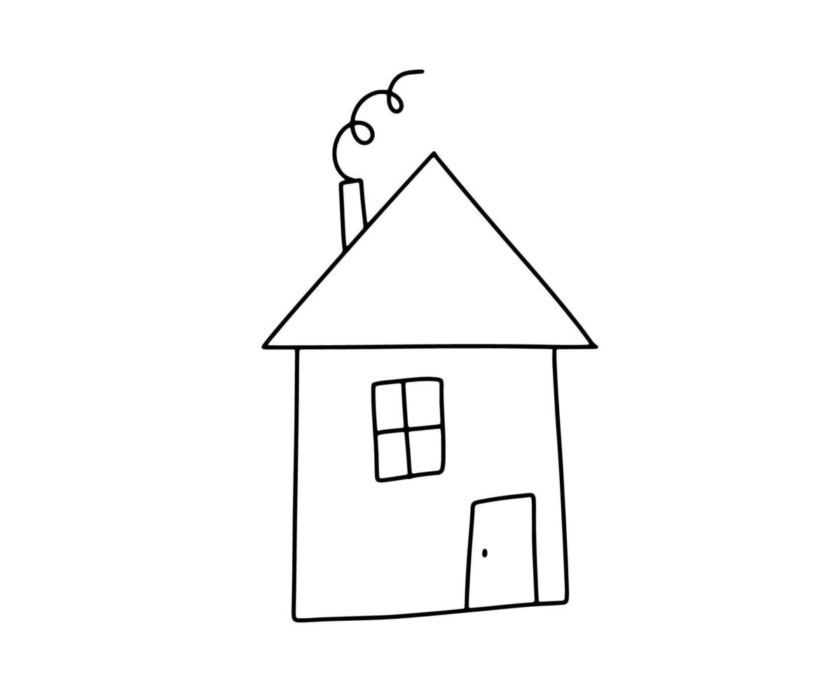 klotter hus ikon isolerat på vit bakgrund. rolig vektor linje illustration i barnslig stil