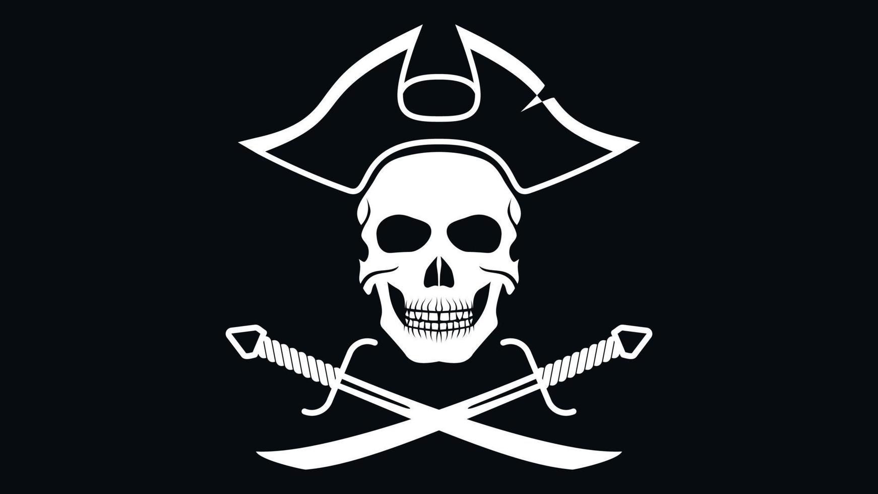 schwarze Piratenflagge mit Totenkopf und Säbeln vektor