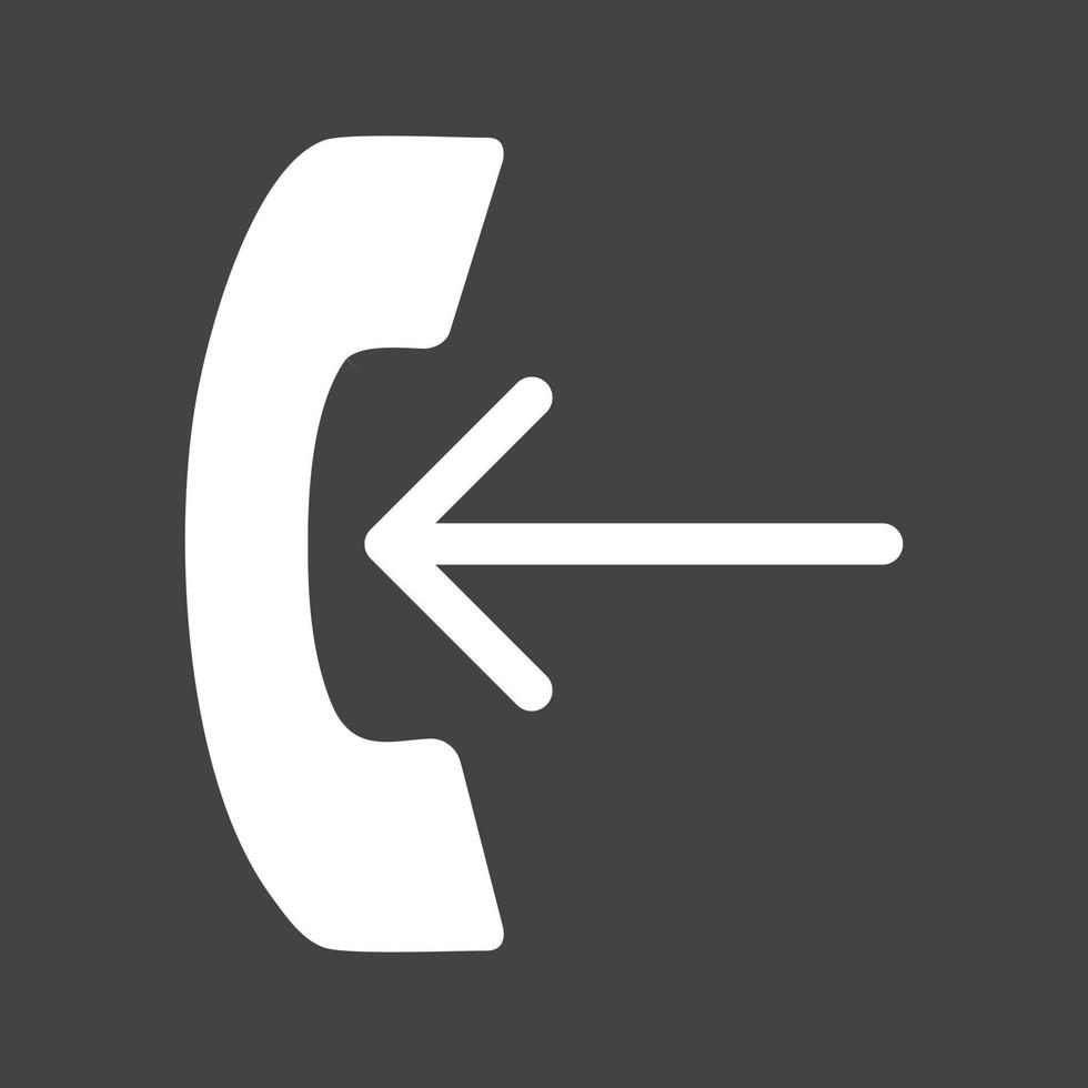 Glyphe für eingehende Anrufe invertiertes Symbol vektor