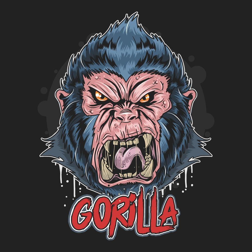 Gorilla wütendes Gesicht vektor