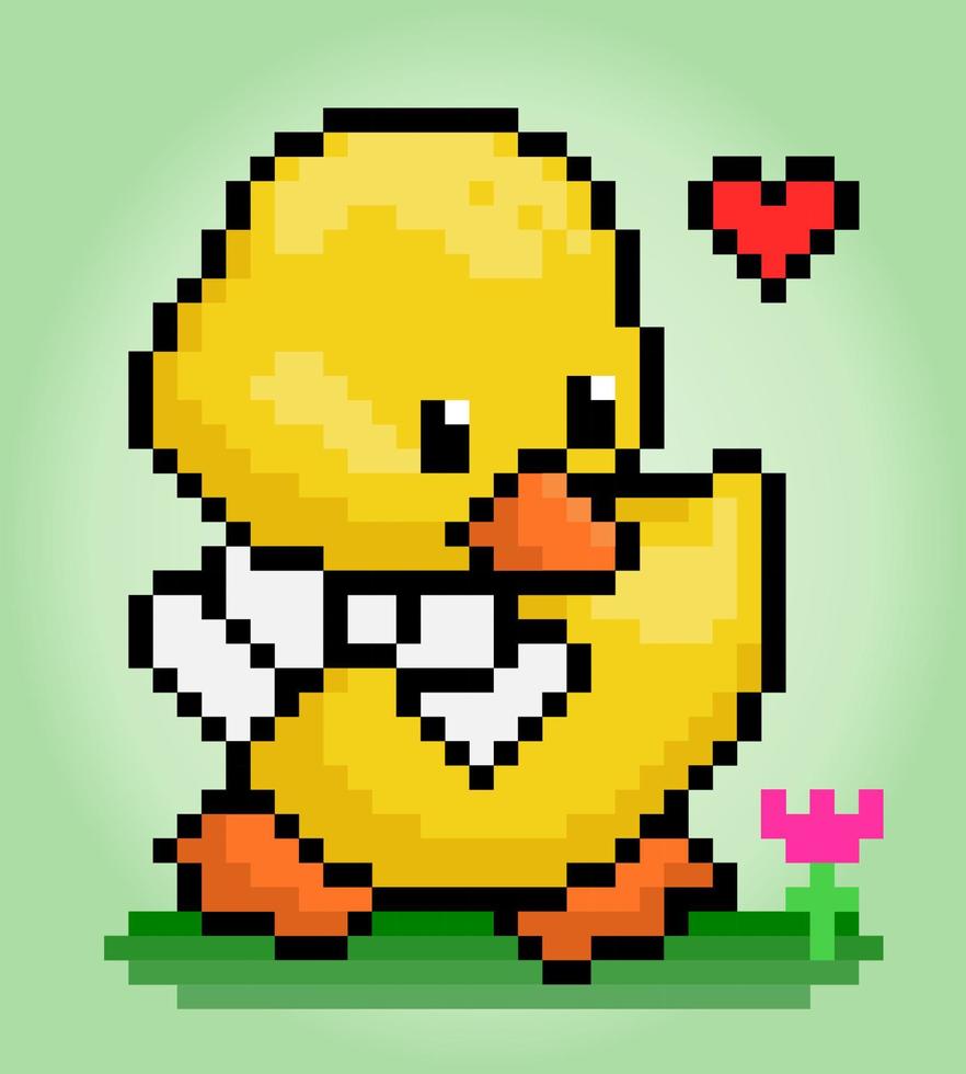 8-bitars duckpixlar. djurspelstillgångar i vektorillustrationer. vektor