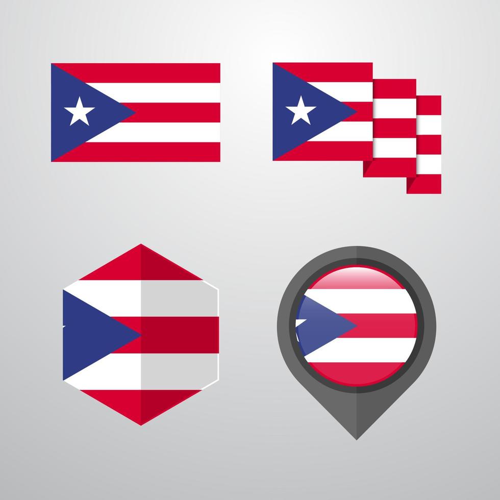 puerto rico flagga design uppsättning vektor