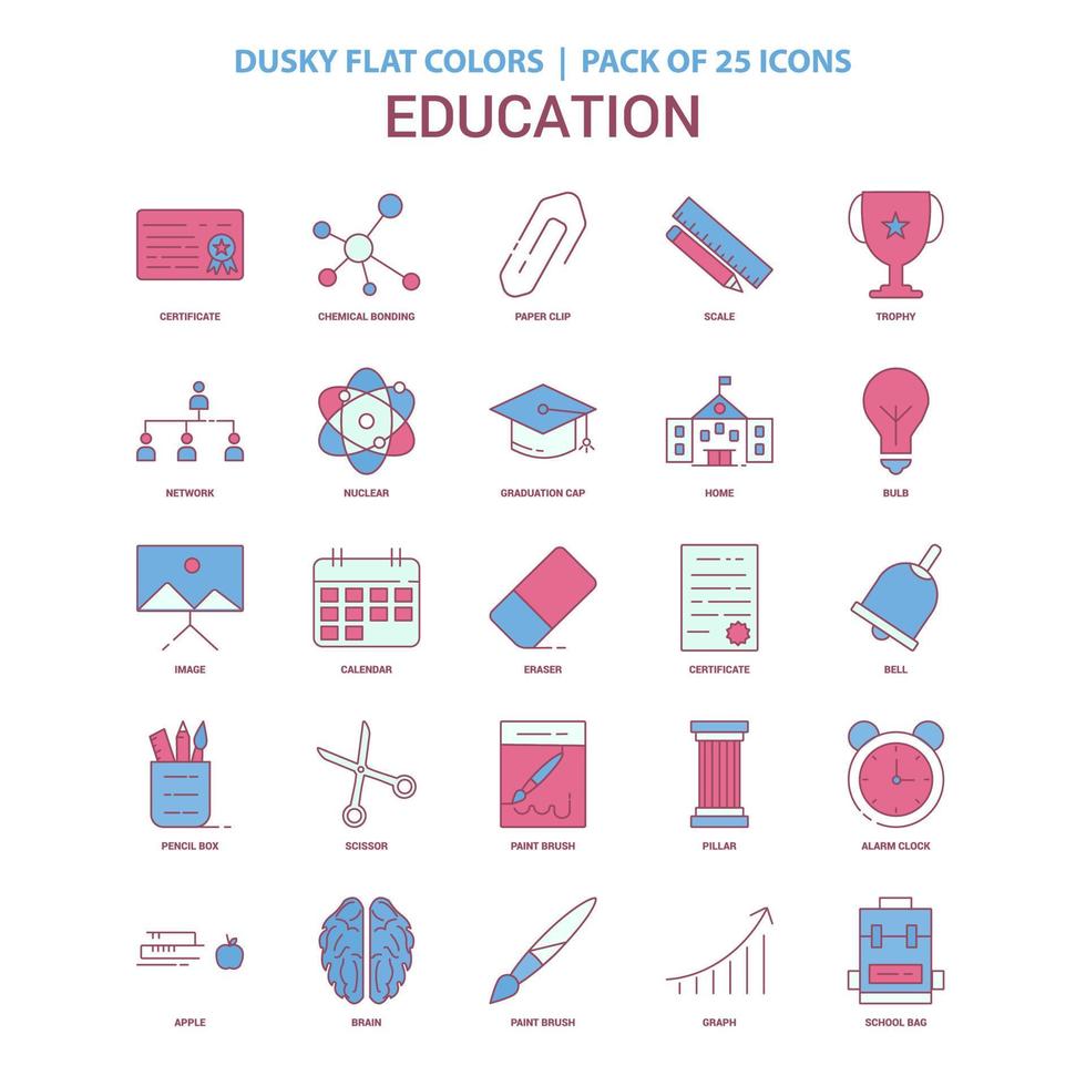 utbildning ikon dunkel platt Färg årgång 25 ikon packa vektor